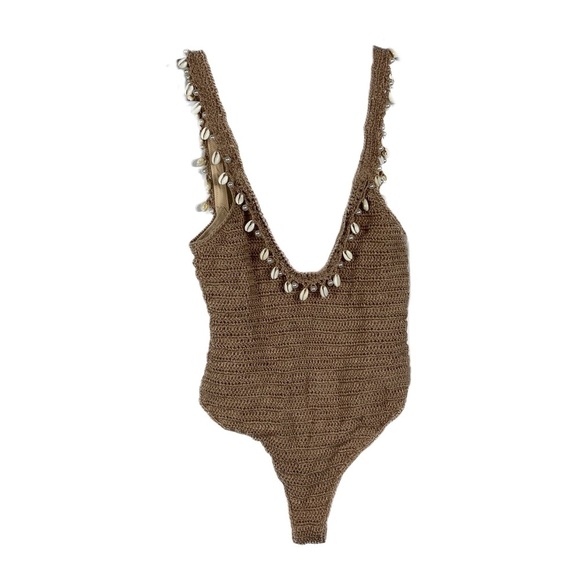 Tularosa Drippin One Piece Swim Brown with Shells Size Small - Picture 4 of 9